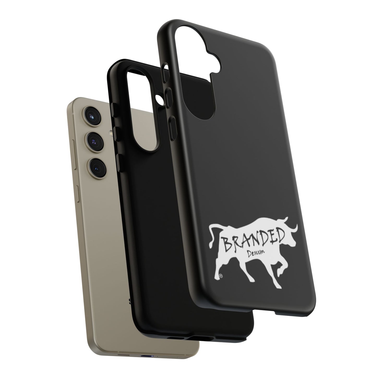 Black Branded Denim Logo IPhone, Samsung, Google Tough Cases