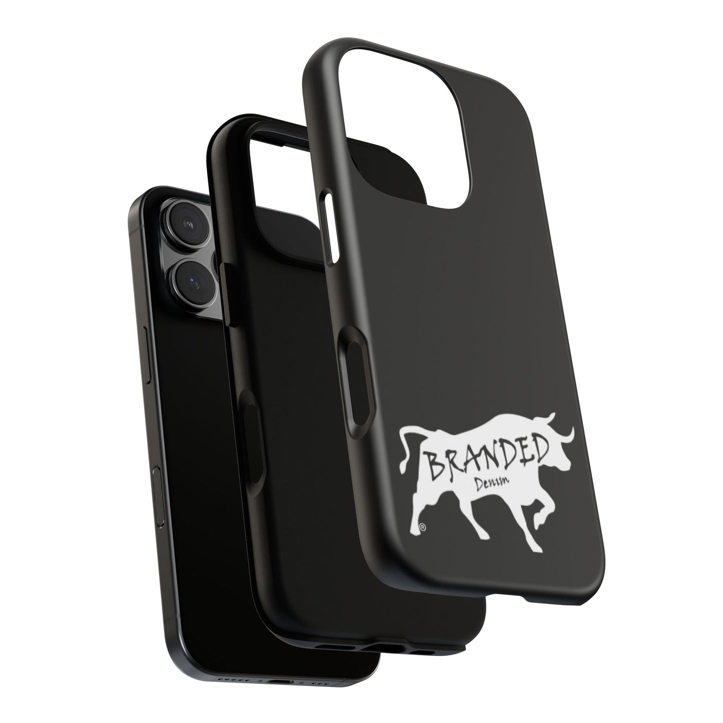 Black Branded Denim Logo IPhone, Samsung, Google Tough Cases