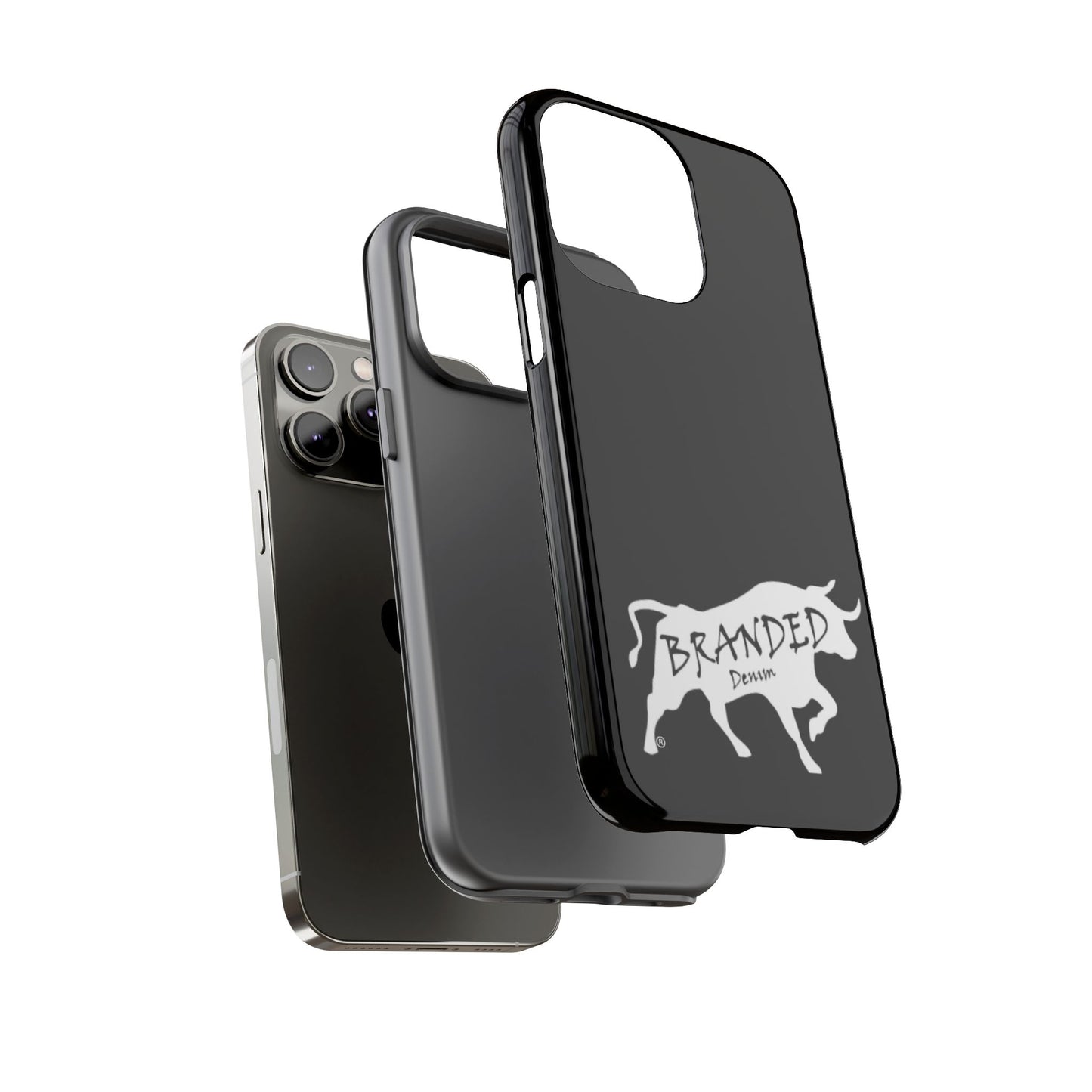 Black Branded Denim Logo IPhone, Samsung, Google Tough Cases