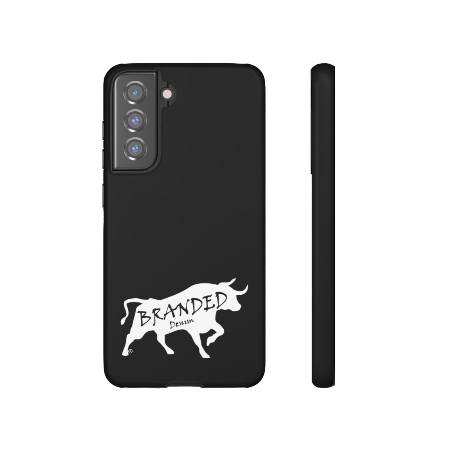 Black Branded Denim Logo IPhone, Samsung, Google Tough Cases